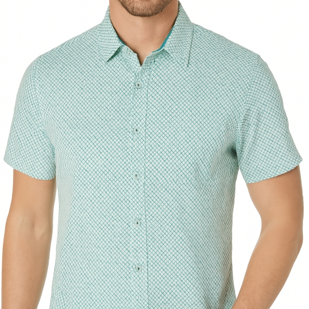 Nick Graham Men’s Green Geometric Short Sleeve  Shirt Size S New Without Tags